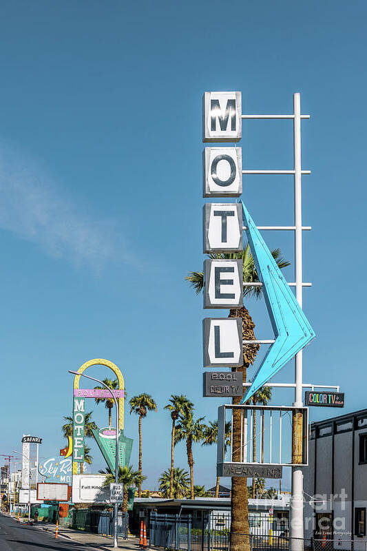 Las Vegas Motel Signs Art Print featuring the photograph Las Vegas Lockdown Fremont Old Motel Signs by Aloha Art