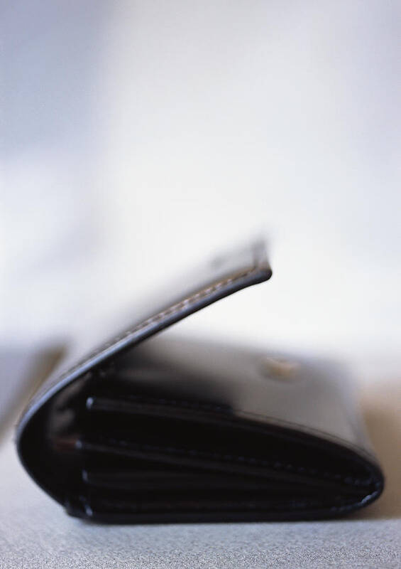 Change Purse Art Print featuring the photograph Leather wallet, close-up, blurred by Michele Constantini
