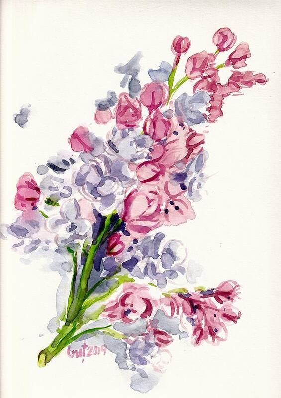 Lilac Art Print featuring the painting Lilac Blossom by George Cret