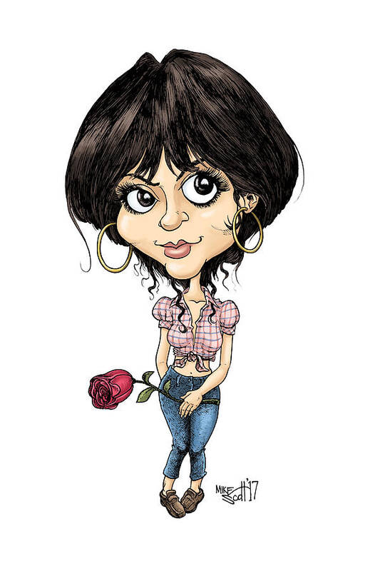 Caricature Art Print featuring the drawing Linda Rondstadt by Mike Scott