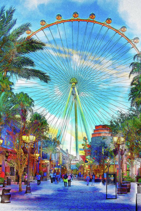 Linq Promenade, Las Vegas watercolor