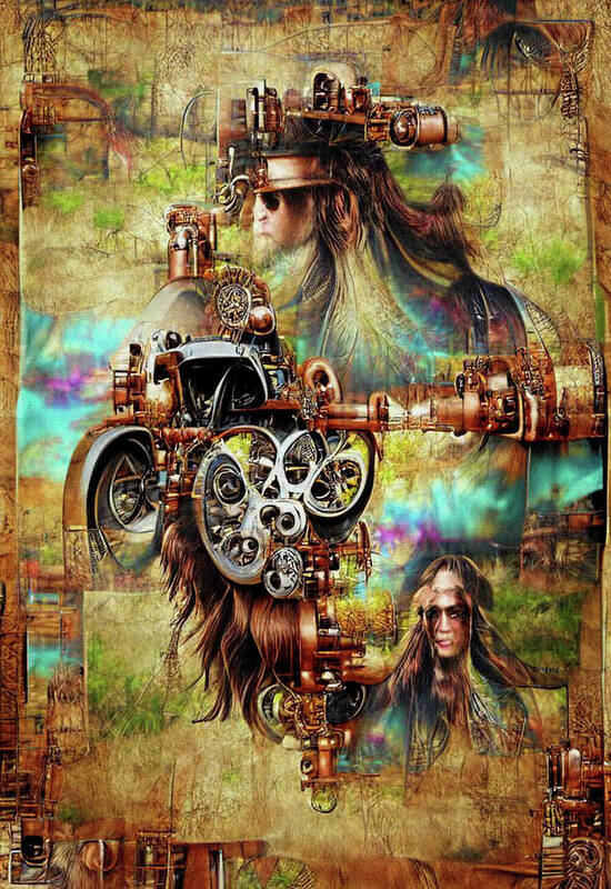  Art Print featuring the digital art Long Haired Hippie Freak by Michelle Hoffmann