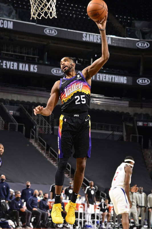 Mikal Bridges Art Print featuring the photograph Los Angeles Clippers v Phoenix Suns by Barry Gossage