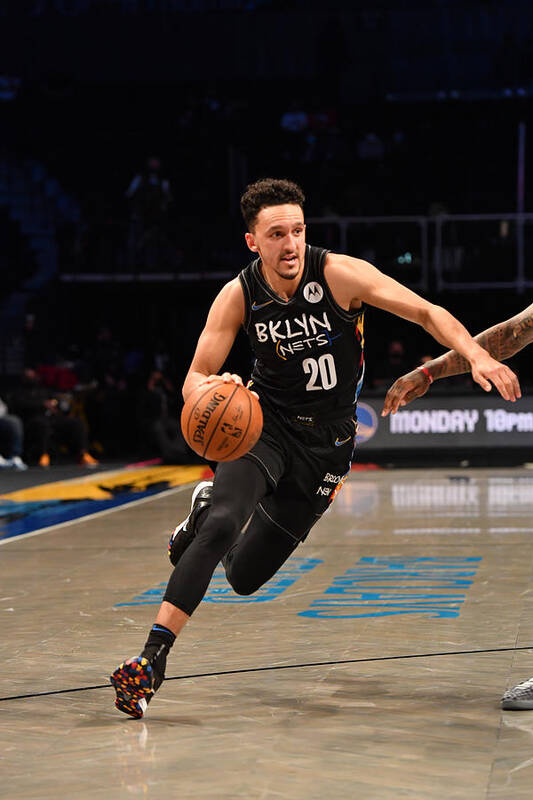 Landry Shamet Art Print featuring the photograph Los Angeles Lakers v Brooklyn Nets by Jesse D. Garrabrant