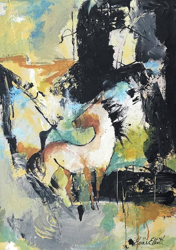 Horse Abstract Art Print featuring the painting Majestic by Elaine Elliott
