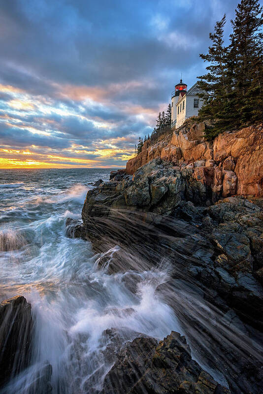 Bass Harbor Head Light Art Print featuring the photograph March Tides at Bass Harbor Head Light by Kristen Wilkinson