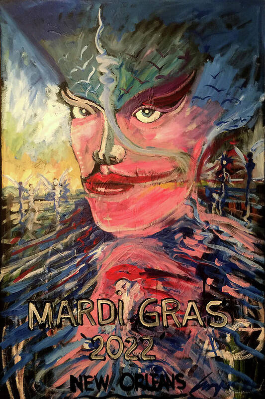 Mardi Gras 2022 Art Print featuring the painting Mardi Gras 2022 by Amzie Adams