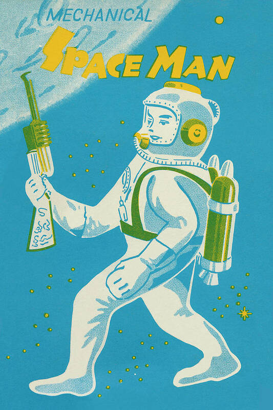 Vintage Toy Posters Art Print featuring the drawing Mechanical Space Man by Vintage Toy Posters