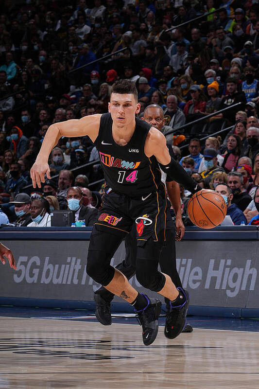 Tyler Herro Art Print featuring the photograph Miami Heat v Denver Nuggets by Bart Young