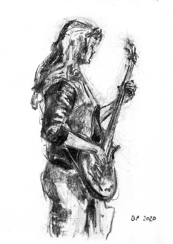 Bass Art Print featuring the drawing Miss Ibanez 2 by Barbara Pommerenke