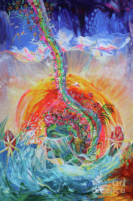Gaia Art Print featuring the painting Mother Earth and Corona by Sarabjit Singh