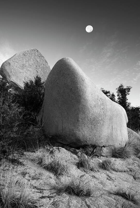 San Diego Art Print featuring the photograph Mount Woodson Stones and Moon by William Dunigan