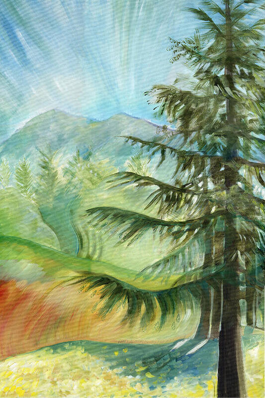 Landscape Art Print featuring the painting Mt. Wow by Catharine Gallagher