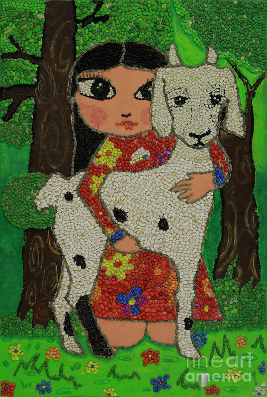 Girl Art Print featuring the painting My little Tsondoohoi by Shurentsetseg Batdorj
