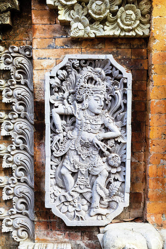 Bali Art Print featuring the photograph Mythical Creature Bas Relief, Bali by Aashish Vaidya