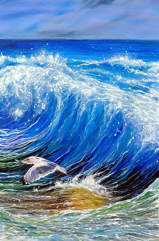 Ocean Art Print featuring the painting Narrow Escape by R J Marchand