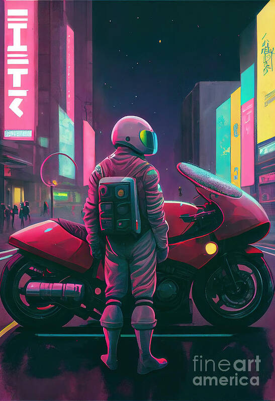 Cyberpunk Art Print featuring the painting New Moto by N Akkash