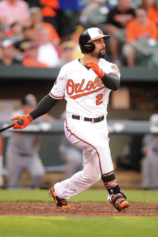 American League Baseball Art Print featuring the photograph Nick Markakis by Mitchell Layton