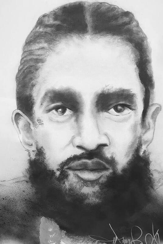  Art Print featuring the drawing Nipsey by Angie ONeal