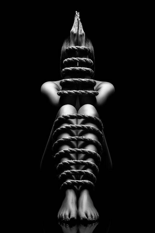 Woman Art Print featuring the photograph Nude Woman bondage 6 by Johan Swanepoel