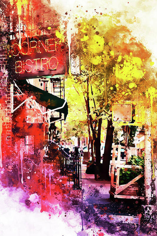 Fine Art Art Print featuring the mixed media NYC Watercolor Collection - Greenwich Village by Philippe HUGONNARD