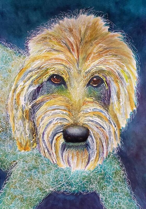 Golden Doodle Art Print featuring the painting Oh Lucy by Kim Shuckhart Gunns