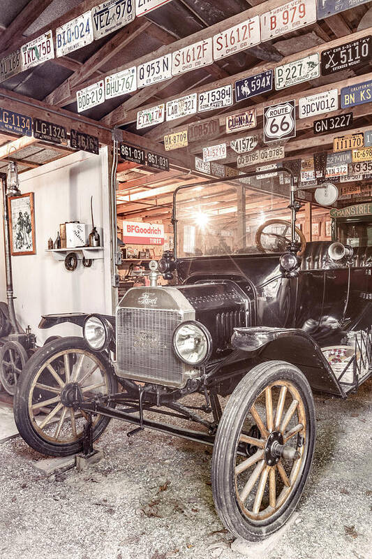 Old Art Print featuring the photograph Old Classic in the Country Garage by Debra and Dave Vanderlaan