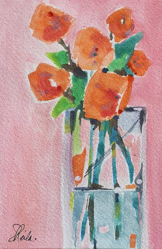 Still Life Art Print featuring the painting Orange Flowers by Sheila Romard