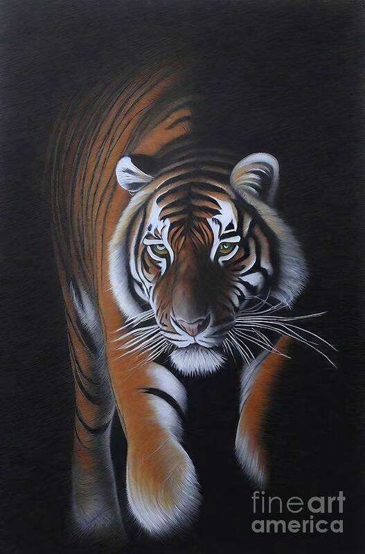 Tiger Art Print featuring the painting Painting Tiger tiger animal background wildlife w by N Akkash