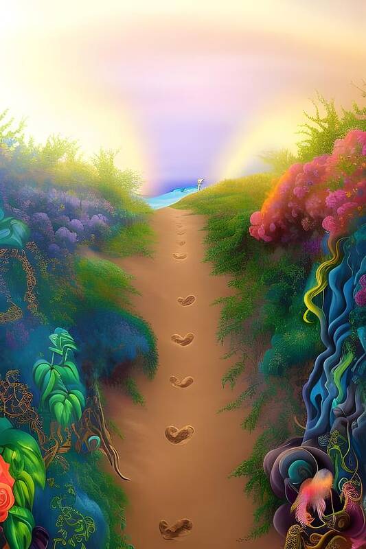 Digital Beach Ocean Sand Art Print featuring the digital art Pathway to the Beach by Beverly Read