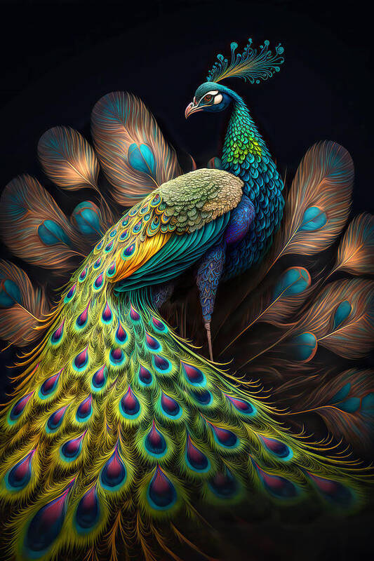 Peacock Fantasy Art Print by Wes and Dotty Weber - Pixels