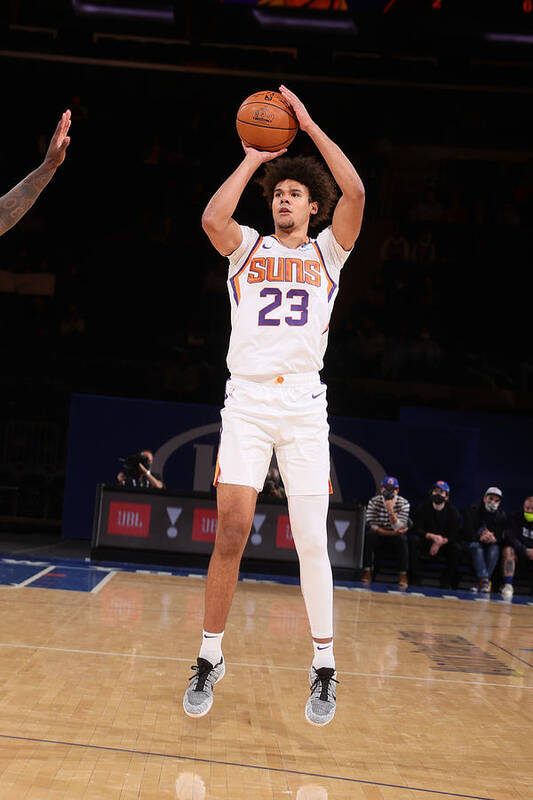 Nba Pro Basketball Art Print featuring the photograph Phoenix Suns v New York Knicks by Nathaniel S. Butler