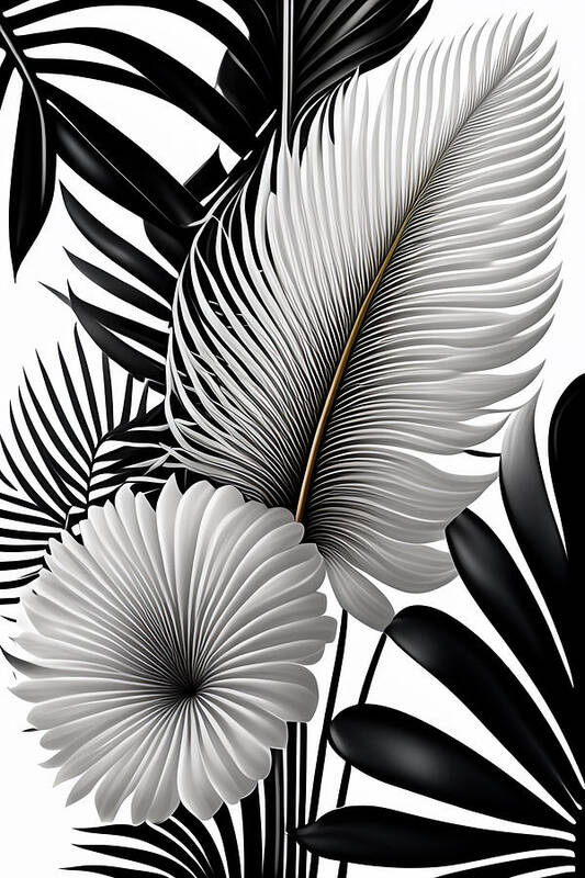 Palm Leaves Art Print featuring the digital art Plam Leaves by Lori Hutchison