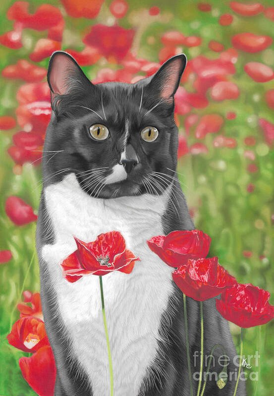 Cat Art Print featuring the painting Poppy by Karie-ann Cooper