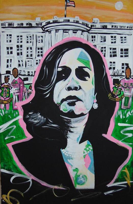 Kamala Harris Art Print featuring the painting Protected by Antonio Moore