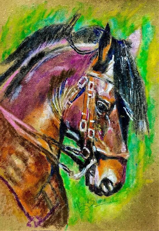 Horse Art Print featuring the mixed media Proud stallion by Khalid Saeed