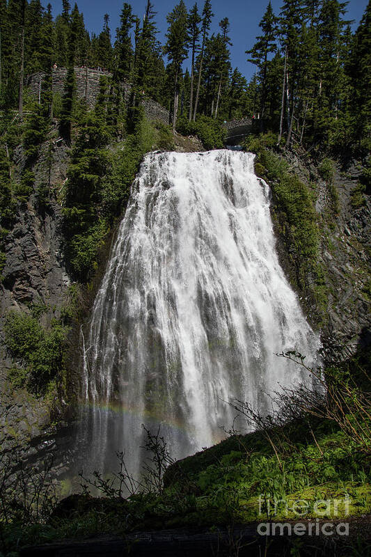 Mt. Rainier National Park Art Print featuring the photograph Rainbow At Narada Waterfall by Suzanne Luft