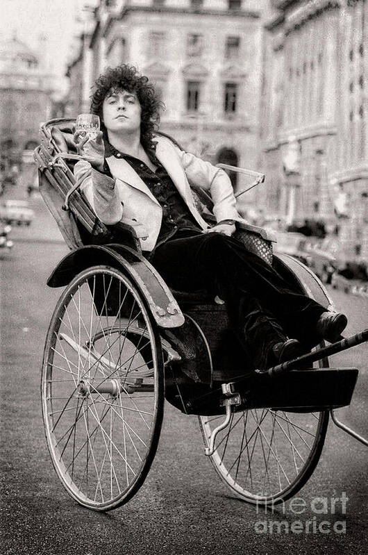 Marc Bolan Art Print featuring the photograph Rare Black and White Marc Bolan Pose in London by Doc Braham
