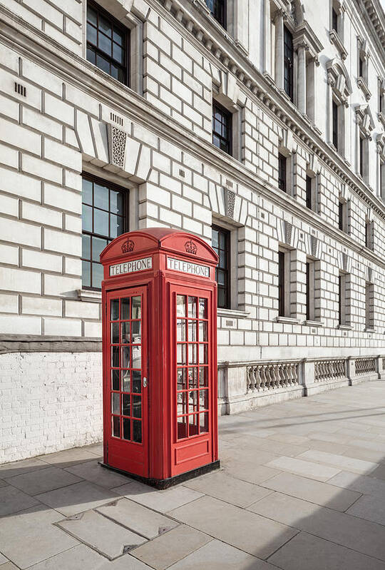 Shadow Art Print featuring the photograph Red telephone box by Jorg Greuel