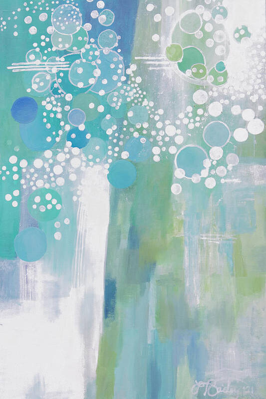 Teal Art Print featuring the painting Refreshingly by Linda Bailey