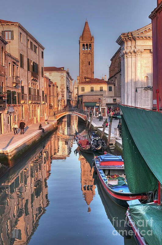 Boat Art Print featuring the photograph Rio and Church of St. Barnaba - Venice - Italy by Paolo Signorini