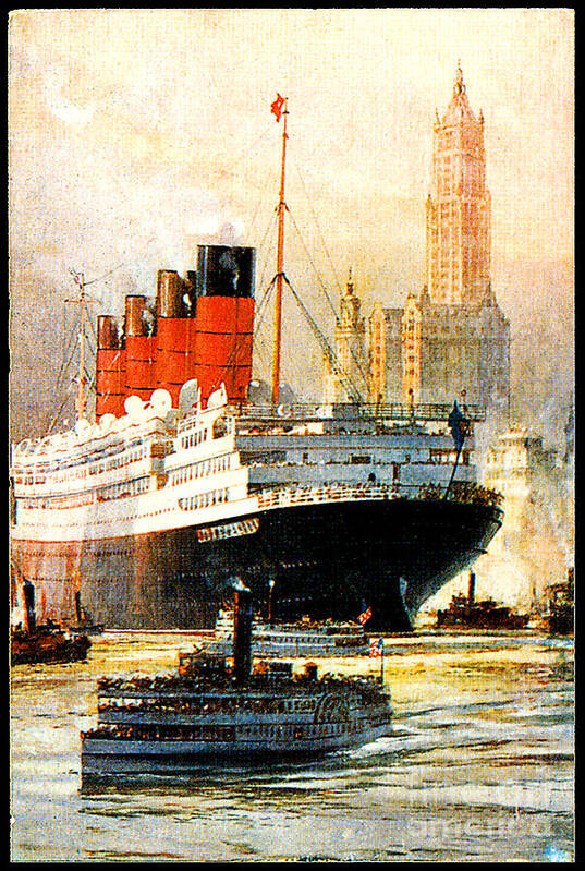 Aquitania Art Print featuring the painting RMS Aquitania Cruise Ship Poster 1914 by Unknown