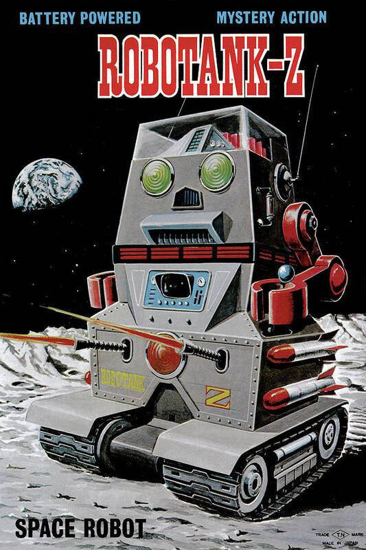 Vintage Toy Posters Art Print featuring the drawing Robotank-Z Space Robot by Vintage Toy Posters