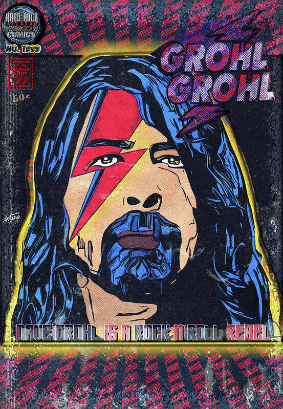 Dave Grohl Art Print featuring the digital art Rock n Roll Rebel by Christina Rick