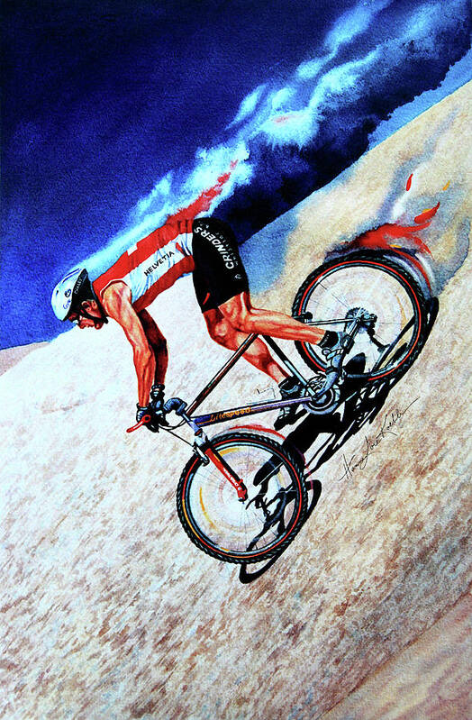 Cycling Art Print featuring the painting Rocky Mountain High by Hanne Lore Koehler