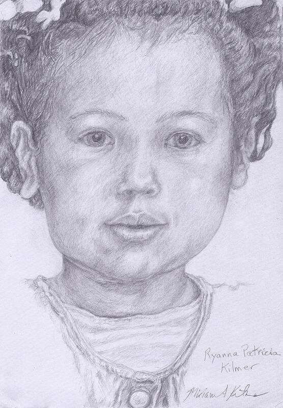 Little Black Girl Charming Toddler Art Print featuring the drawing Ryana Patricia Kilmer Drawing by Miriam A Kilmer