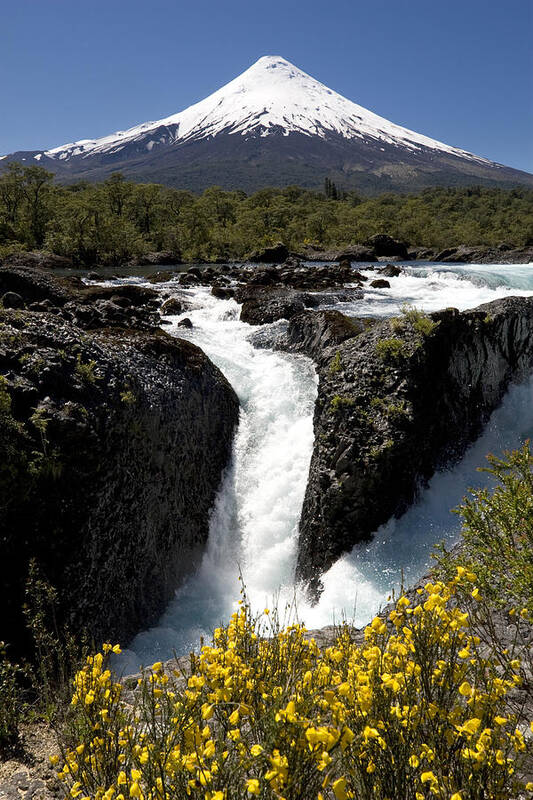 Osorno Volcano Art Print featuring the photograph Saltos de Petrohue by Roccomontoya