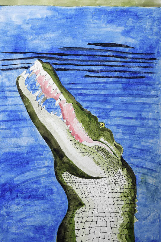 Saltwater Crocodile Art Print featuring the painting Saltwater Crocodile by Wynn Derr