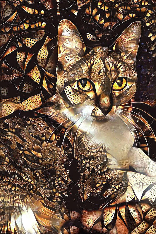 Tabby Cat Art Print featuring the digital art Samantha the Tabby Cat by Peggy Collins