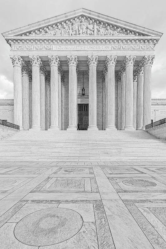Scotus Art Print featuring the photograph SCOTUS Equal Justice DC BW by Susan Candelario